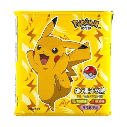 Bala de Goma em Lata (95g) - Pikachu & Raichu - Sabores Limão e Manga
