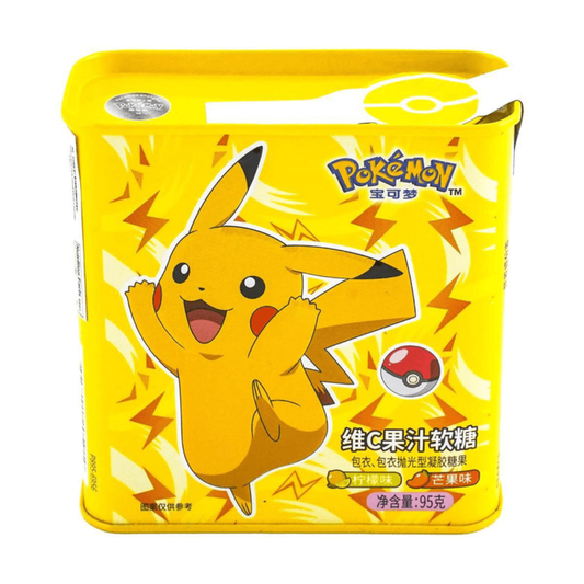 Bala de Goma em Lata (95g) - Pikachu & Raichu - Sabores Limão e Manga