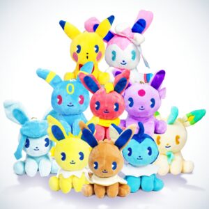 Kit Eeveelutions + Pikachu - Pelúcia Chaveiro (10 unidades)